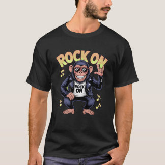 Rock On Cool Chimp With Sunglasseshrowing Rock gif Tシャツ