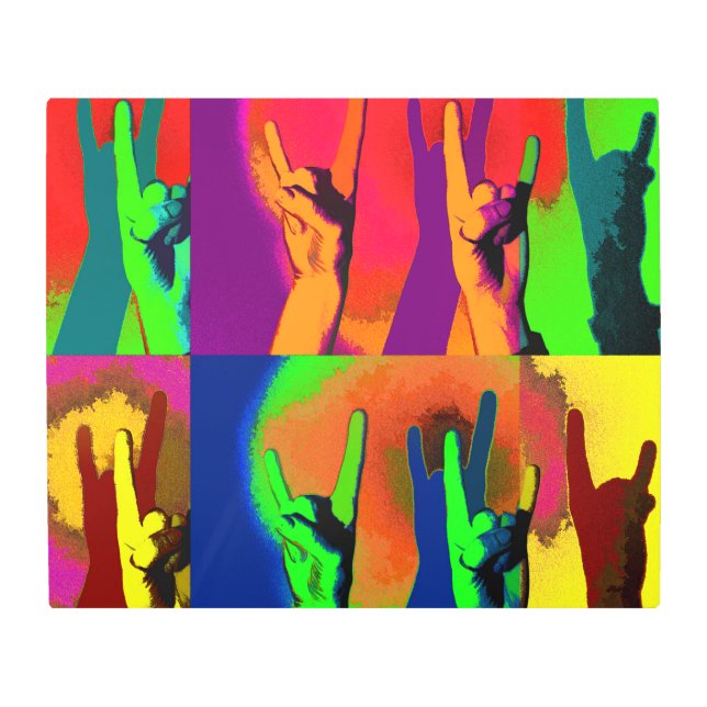 Rock On Everyone - You Rock Handシンボルや象徴 メタルプリント (正面)