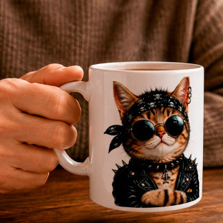 Rock On! – Personalized Rock Cat コーヒーマグカップ