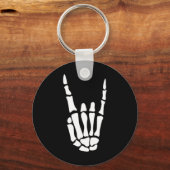 Rock On Skeleton Hand Sign - ミニマル Hallowee キーホルダー (正面)