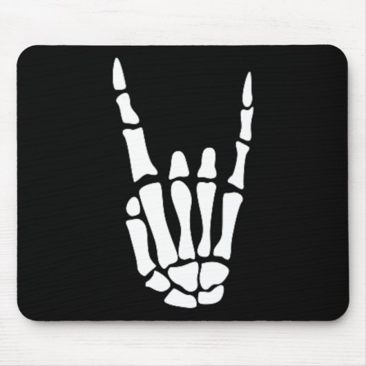 Rock On Skeleton Hand Sign - ミニマル Hallowee マウスパッド (正面)