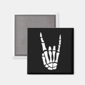 Rock On Skeleton Hand Sign - ミニマル Hallowee マグネット (正面/裏面)