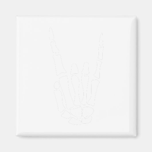 Rock On Skeleton Hand Sign - ミニマル Hallowee マグネット (正面)