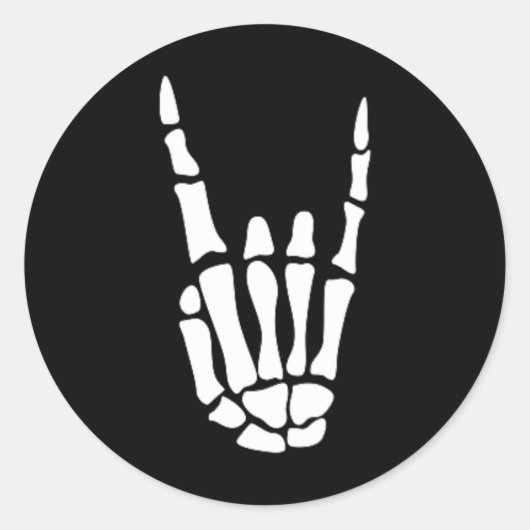 Rock On Skeleton Hand Sign - Minimalistic Hallowee ラウンドシール (正面)