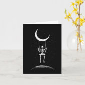 Rock On Skeleton Moon Rock and Roll Men Women Rock カード (黄色い花)