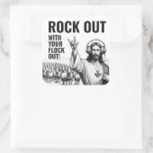 Rock Out with your Flock Out! - Funny Jesus Meme スクエアシール (バッグ)