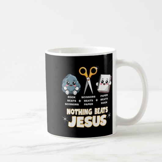 Rock Paper Scissors But Nothing Beats Jesus Funny コーヒーマグカップ (右)