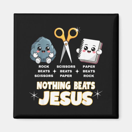 Rock Paper Scissors But Nothing Beats Jesus Funny マグネット (正面)