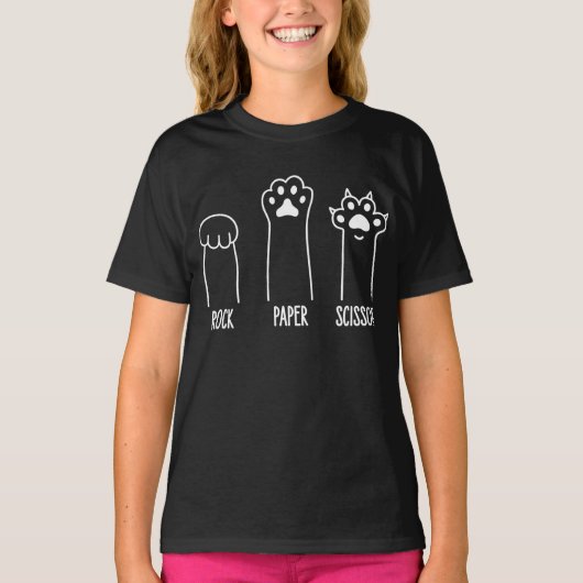 Rock Paper Scissors Funny Cat Paw Tシャツ (正面)