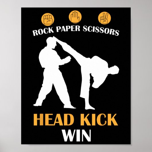 Rock Paper Scissors Head Kick I Win Yellow Karate ポスター (正面)