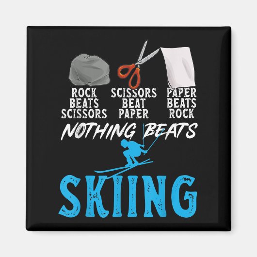 Rock Paper Scissors Nothing Beats Skiing _1  マグネット (正面)