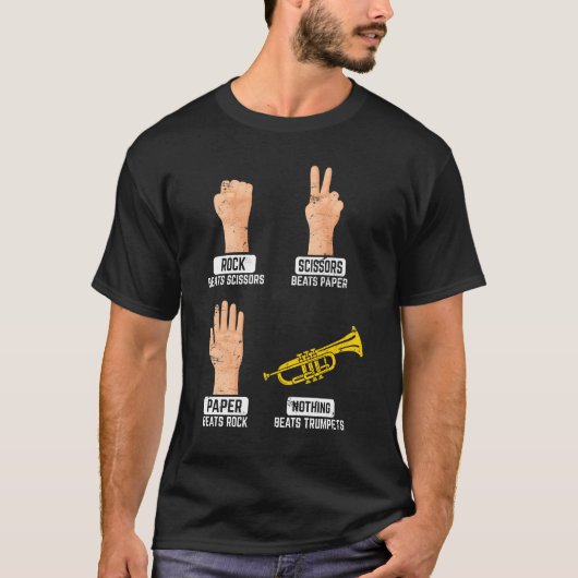 Rock Paper Scissors Nothing Beatsrumpetsrumpet boy Tシャツ (正面)
