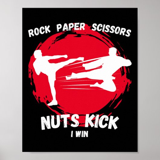 Rock Paper Scissors Nuts Kick Win Funny Taekwondo  ポスター (正面)