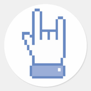 ROCK peace hand sign pixel graphicのようなfacebook ラウンドシール