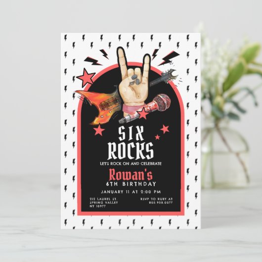 Rock & Roll Birthday Invitation Any Age 招待状 (スタンド正面)