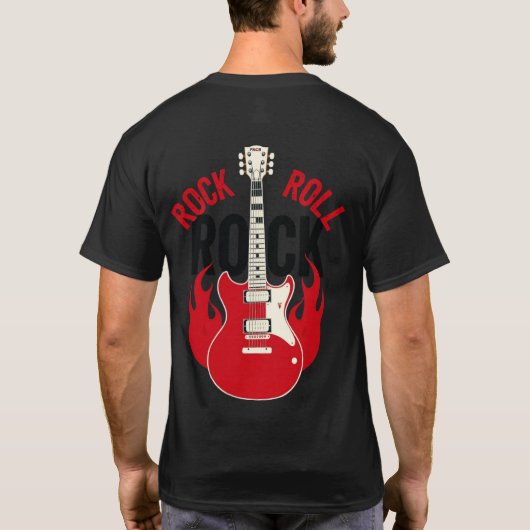 Rock & Roll Flame Guitar Tシャツ (裏面)