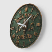 Rock & Roll Forever Vintage Retro Microphone ラージ壁時計 (傾斜)