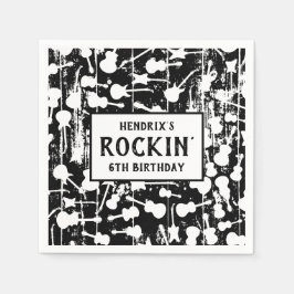 Rock & Roll Guitar Birthday Party Napkins スタンダードカクテルナプキン