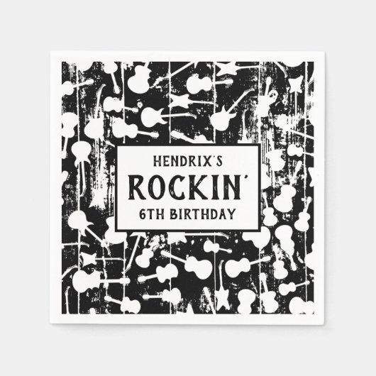 Rock & Roll Guitar Birthday Party Napkins スタンダードカクテルナプキン (正面)