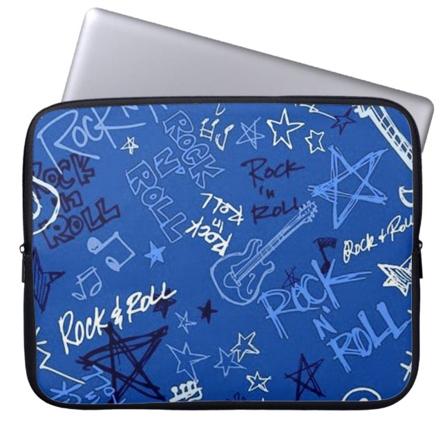 Rock & Roll Rock Star Blue Laptop Sleeve ラップトップスリーブ (正面)