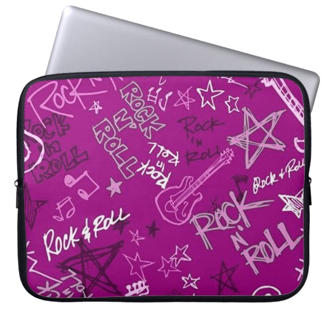 Rock & Roll Rock Star Pink Laptop Sleeve ラップトップスリーブ (正面)