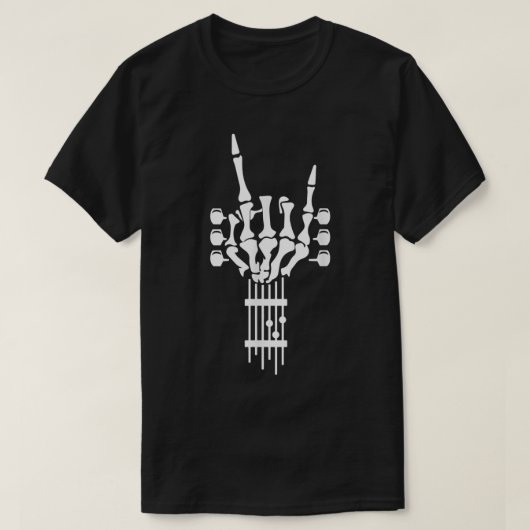 Rock & Roll Skeleton Guitar Music Lover Halloween  Tシャツ (デザイン正面)