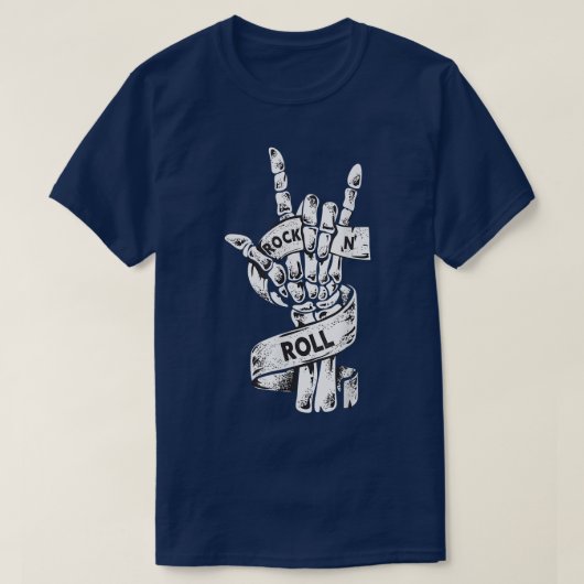 Rock & Roll Skeleton Guitar Music Lover Rockstar  Tシャツ (デザイン正面)