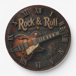 Rock & Roll Vintage Electric Guitar Music Room ペーパープレート