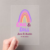 Rock & roll wedding add couple name retro rainbow  アクリル招待状 (インサイチュ (ポータブル))