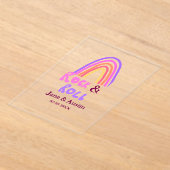 Rock & roll wedding add couple name retro rainbow  アクリル招待状 (レイダウン)