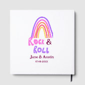 Rock & roll wedding add couple name retro rainbow  ゲストブック (裏面)