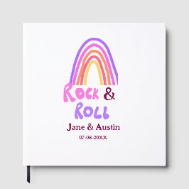 Rock & roll wedding add couple name retro rainbow  ゲストブック