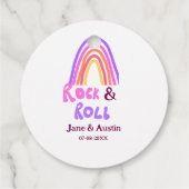 Rock & roll wedding add couple name retro rainbow  フェイバータグ (裏面)