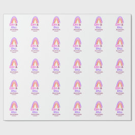 Rock & roll wedding add couple name retro rainbow  ラッピングペーパー