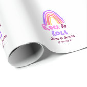 Rock & roll wedding add couple name retro rainbow  ラッピングペーパー (ロールコーナー)