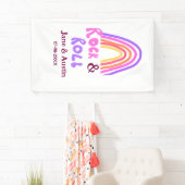 Rock & roll wedding add couple name retro rainbow  横断幕 (インサイチュ)