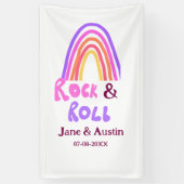 Rock & roll wedding add couple name retro rainbow  横断幕 (縦)
