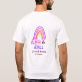 Rock & roll wedding add couple name retro rainbow tシャツ (裏面)