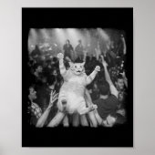 Rock Show Cat Meme Funny Humor Tabby Cat Crowd Sur ポスター (正面)