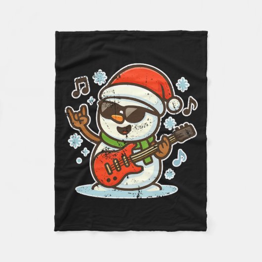 Rock Snowman With Guitar Premium Tri-blend  フリースブランケット (正面)