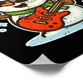 Rock Snowman With Guitar Premium Tri-blend  ポスター (角)