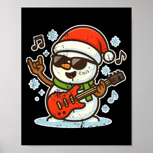 Rock Snowman With Guitar Premium Tri-blend  ポスター (正面)