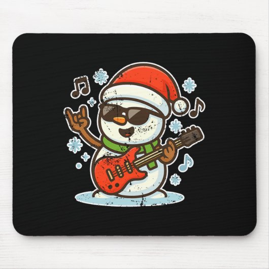 Rock Snowman With Guitar Premium Tri-blend マウスパッド (正面)
