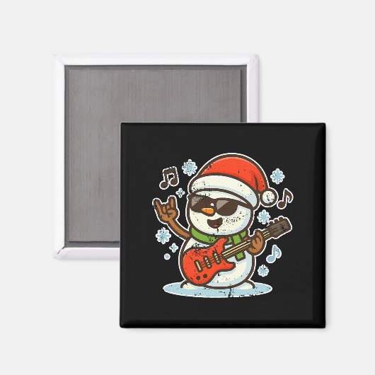 Rock Snowman With Guitar Premium Tri-blend マグネット (正面/裏面)