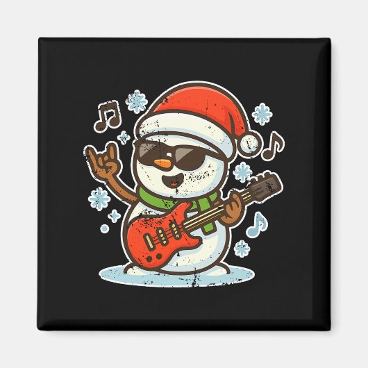 Rock Snowman With Guitar Premium Tri-blend  マグネット (正面)