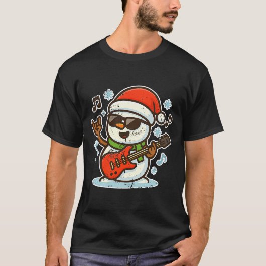 Rock Snowman With Guitar Premium Tri-blend  Tシャツ (正面)