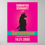 Rock Star Bat Mitzvah Poster in Hot Pink ポスター<br><div class="desc">She’s the rock star. Make her Bat Mitzvah a show to remember. This poster sets the tone for the party. It’s great as a decoration on its own, hung around the room. Or use it as an alternative to a sign-in book: have a silver/metallic marker nearby and encourage people to...</div>