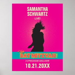 Rock Star Bat Mitzvah Poster in Hot Pink ポスター