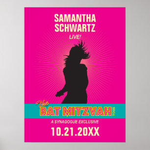 Rock Star Bat Mitzvah Poster in Hot Pink ポスター