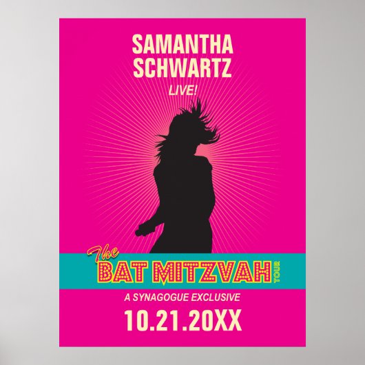 Rock Star Bat Mitzvah Poster in Hot Pink ポスター (正面)